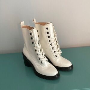 Marc Jacobs White Ryder Boots Women Size 37 1/2 Euro 7 US
